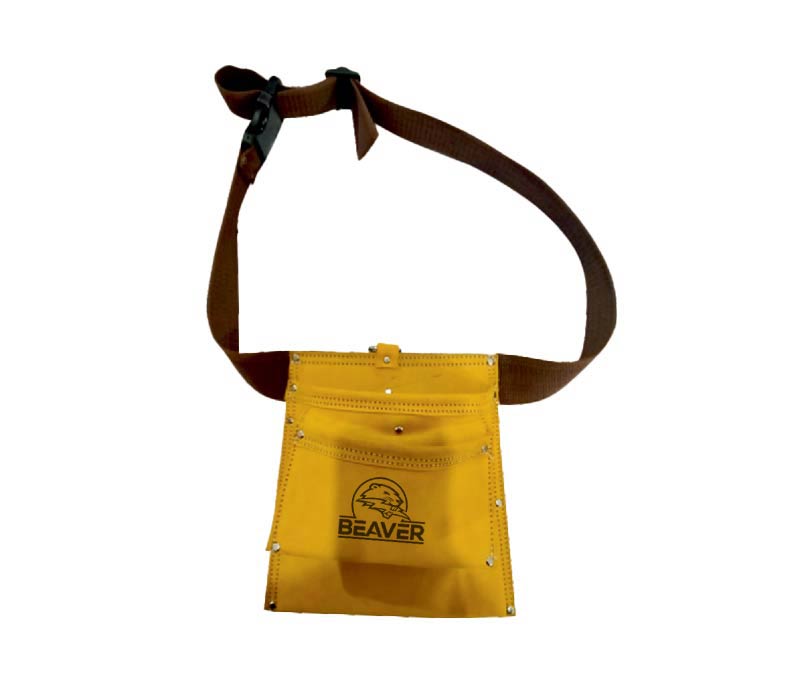 Economy leather tool apron with 2 pockets yellow color