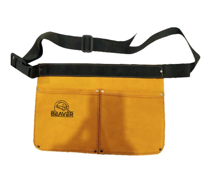 Economy leather tool apron with 2 pockets yellow color