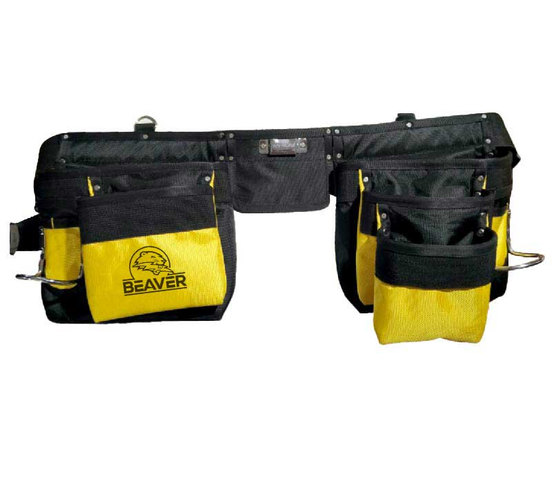 Polyester tool apron with 11 pockets yellow black color
