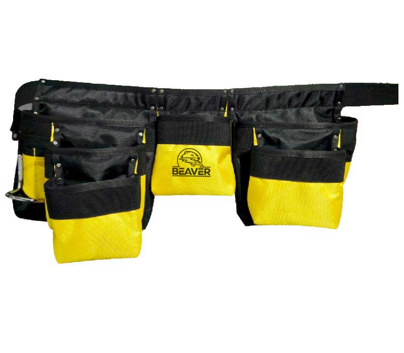 Polyester tool apron with 12 pockets yellow black color