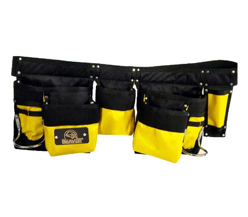 Polyester tool apron with 12 pockets yellow black color