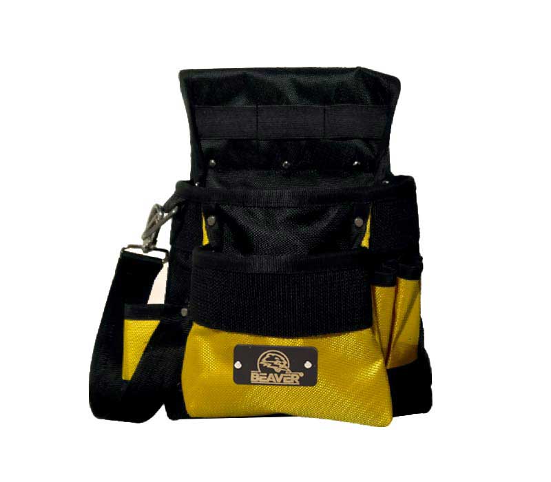 Polyester tool apron with 5 pockets yellow black color