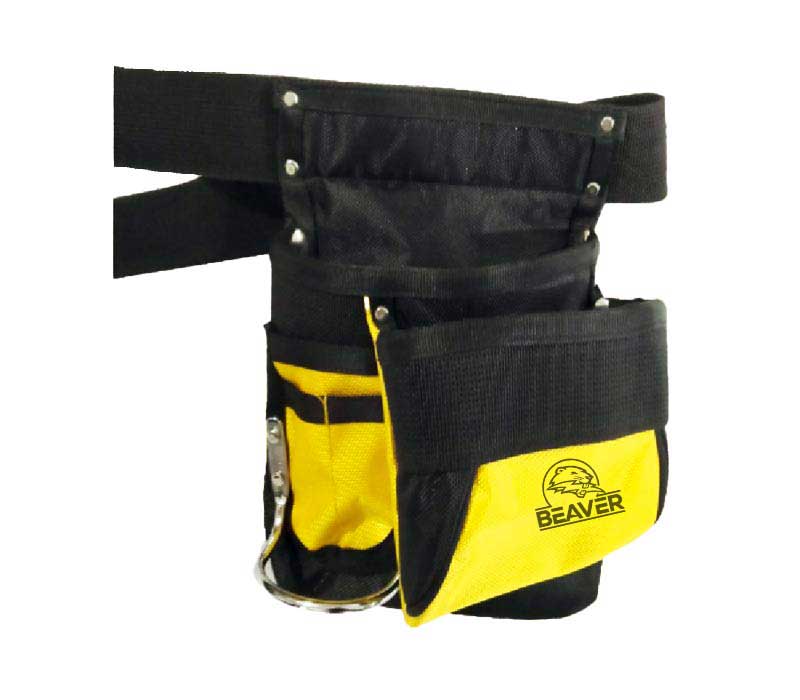 Polyester tool apron with 5 pockets yellow black color