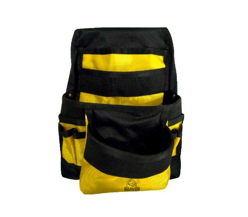 Polyester tool apron with 9 pockets yellow black color