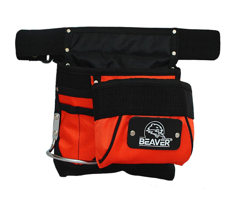 Polyester tool apron with 5 pockets orange black color