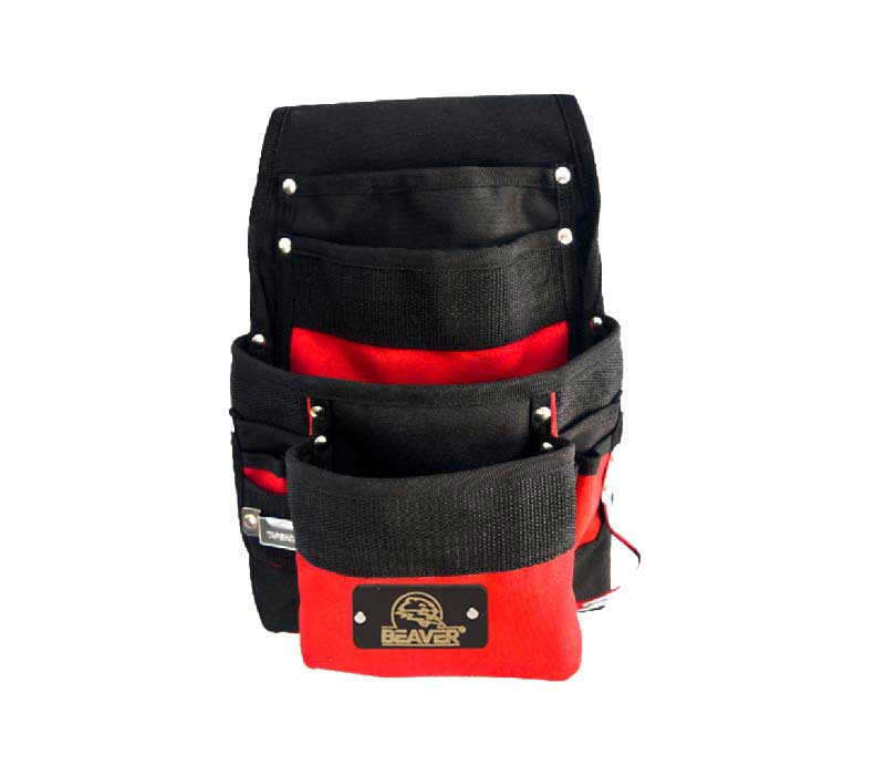 Polyester tool apron with 10 pockets red black color