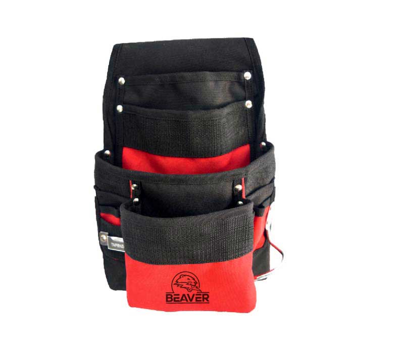 Polyester tool apron with 10 pockets red black color
