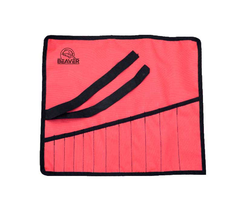 Polyester tool apron with 12 pockets pink black color