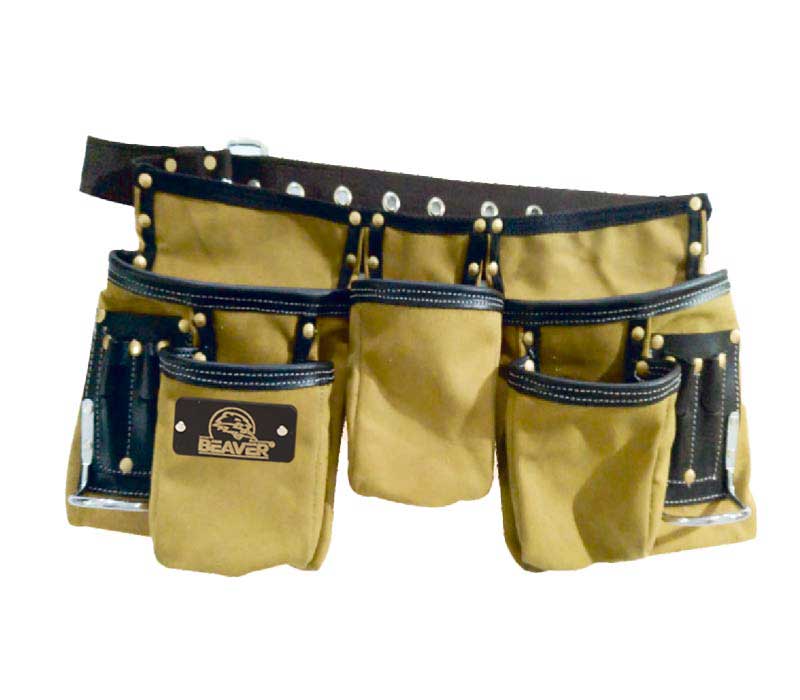 Polyester tool apron with 11 pockets green black color