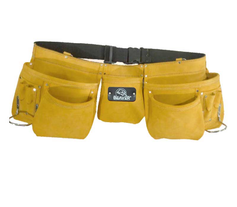 Premium seude leather apron with 11 pockets yellow color