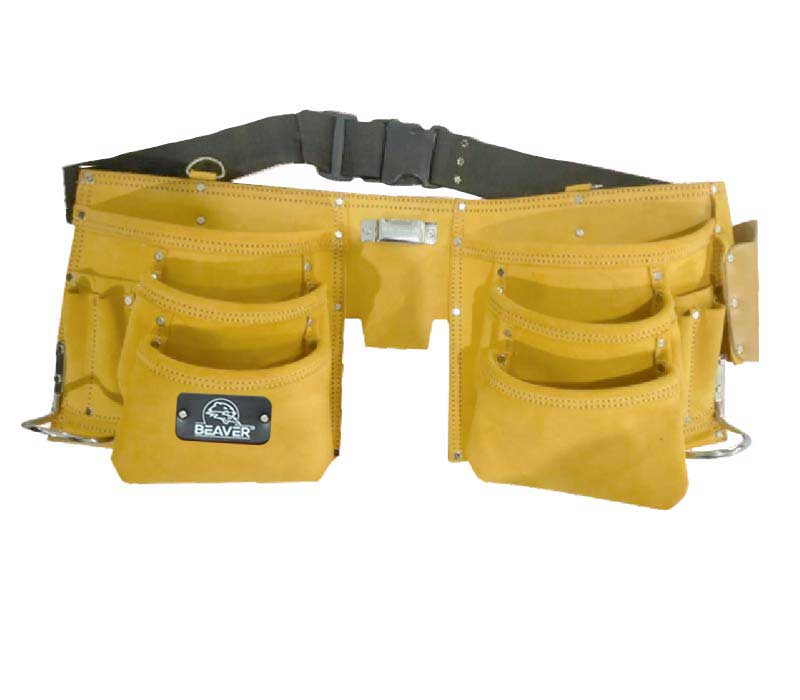Premium seude leather apron with 13 pockets yellow color