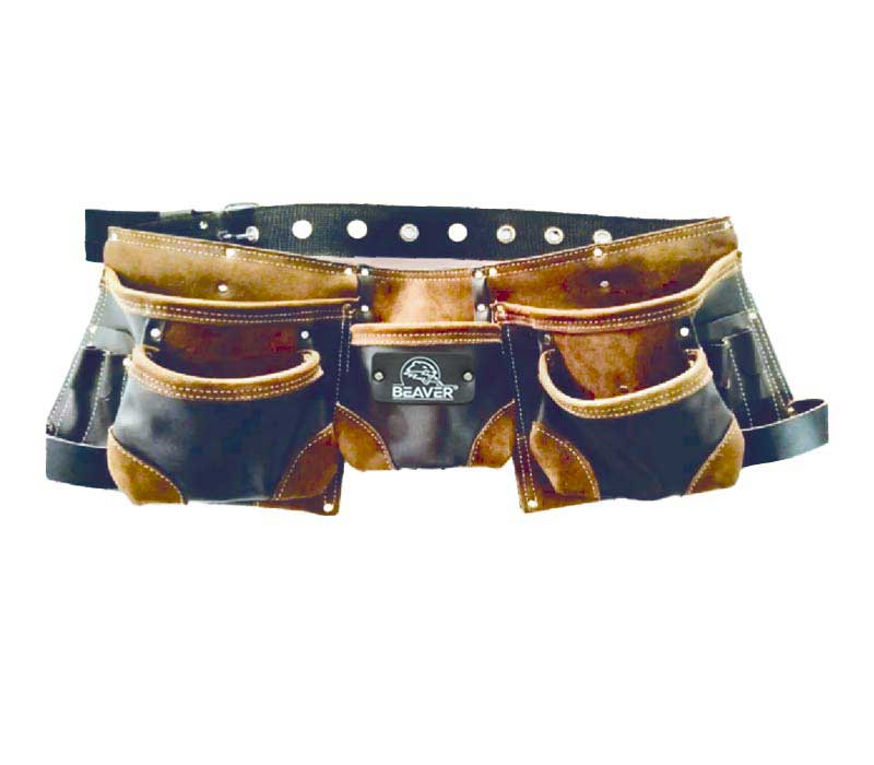 professional split oil tanned leather tool apron with 12 pockets dark brown color