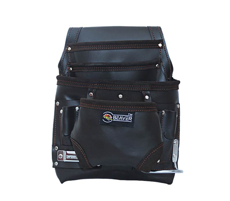 split leather tool pouches oil tanned with 10 pockets dark brown color