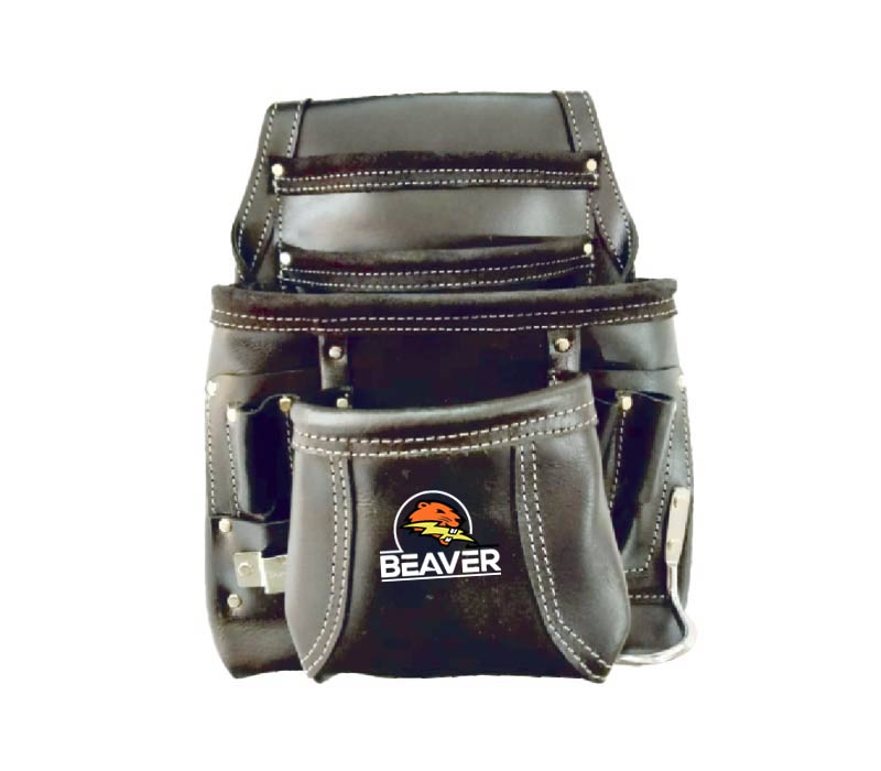 split leather tool pouches oil tanned with 10 pockets dark brown color