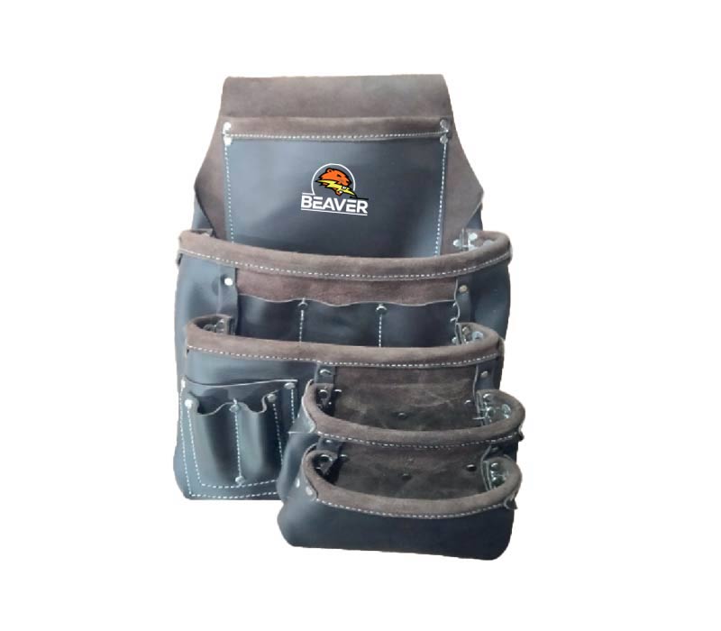 split leather tool pouches oil tanned with 11 pockets dark brown color