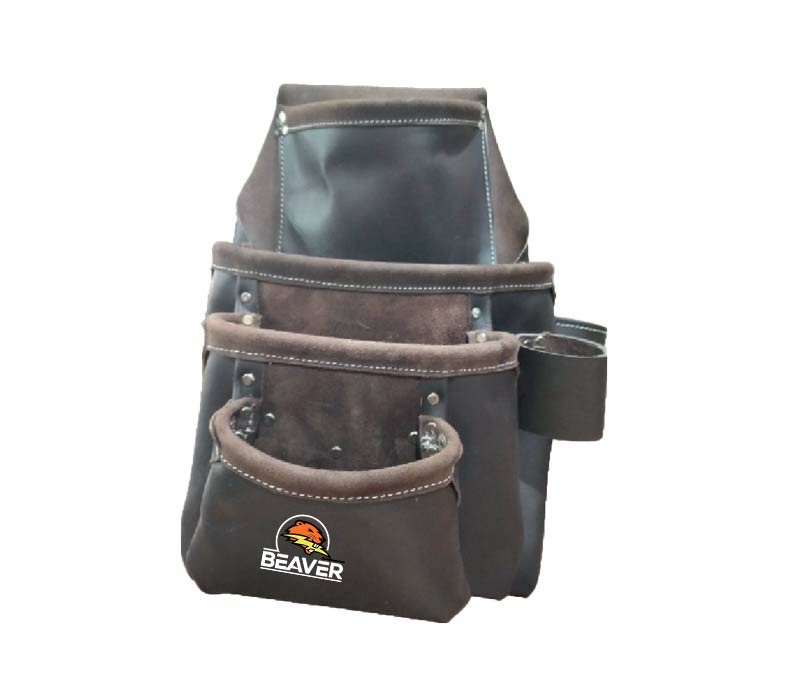 split leather tool pouches oil tanned with 4 pockets dark brown color