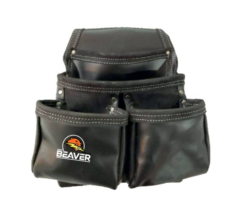 split leather tool pouches oil tanned with 4 pockets black color