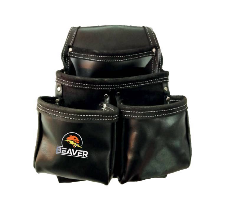 split leather tool pouches oil tanned with 4 pockets black color