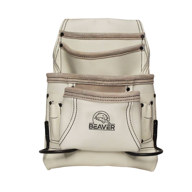 Tool pouches top grain leather with 10 pockets white color