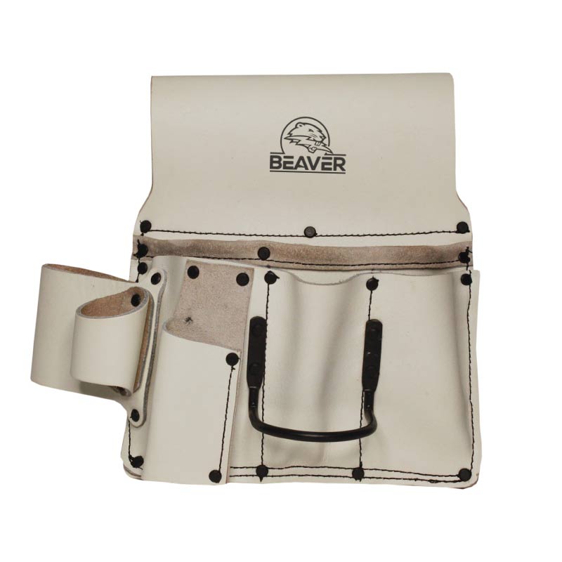 Tool pouches top grain leather with 6 pockets white color